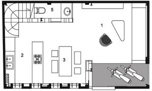 Mặt bằng tầng 1 mẫu nhà ống 3 tầng đẹp diện tích 50m2