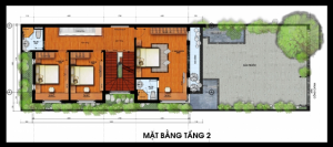 Mặt bằng tầng 2 mẫu thiết kế nhà đẹp 7x16m hiện đại