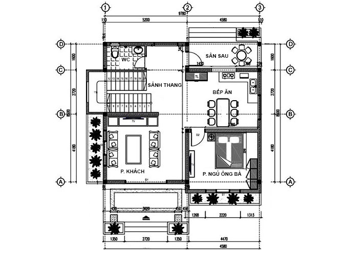 MB1 - Thiết kế biệt thự 2 tầng 3 phòng ngủ hiện đại