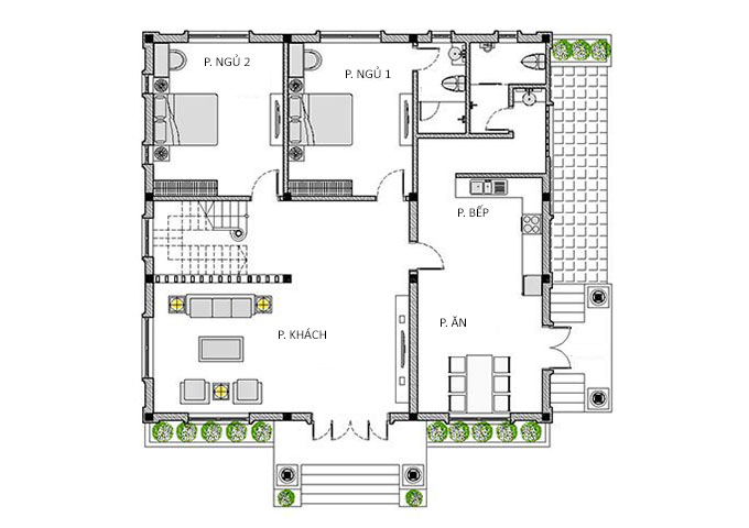 MB Tầng 1 - Nhà cấp 4 gác lửng 3 phòng ngủ mái thái