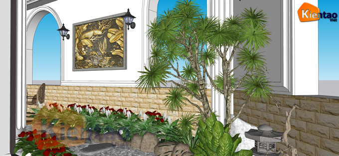 Thiết kế sân vườn, tiểu cảnh cho hông nhà của biệt thự