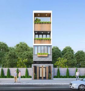 Phối cảnh thiết kế nhà ống 4 tầng 4x10m